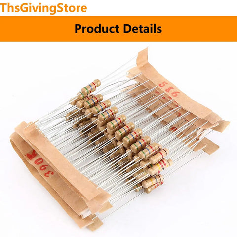 Beast 1000 Piece Carbon Film Resistors Kit with 100 Distinct Values from 1 Ohm to 1 Mega Ohm 5 Percent Tolerance Half Watt