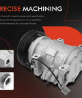 Direct Fit A/C Compressor With Clutch showing precise machining details, including 6 groove pulley for Honda Accord and Acura models.
