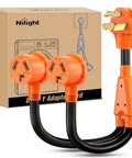 Hefty Dryer To EV Y Splitter Cord 30 Amp Male Dropping Down To Dual 30 Amp Female Nema Jacks for easy charging setup.