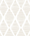 Beige and white geometric pattern on peel-and-stick wallpaper, waterproof and removable, perfect for walls and cabinets.