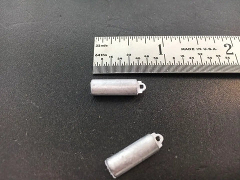 Replacement Clock Weight Set Cylinder Style Kit For DIY Clock Assembly placed beside ruler for scale