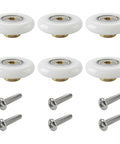 25Mm 304 Stainless Steel Shower Door Rollers For Sliding Doors Replacement Wheel Set With POM Bearings, 6 pieces, shown with M4 screws