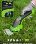Close-up of 2-In-1 Cordless Hedge Trimmer And Grass Cutter, 3.6V Electric Trimmer With 4.0Ah Removable Battery in use