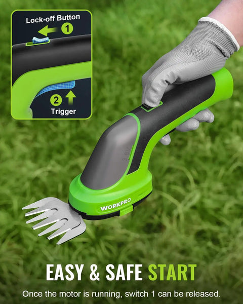 Close-up of 2-In-1 Cordless Hedge Trimmer And Grass Cutter, 3.6V Electric Trimmer With 4.0Ah Removable Battery in use
