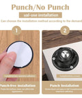 Hella Durable Self Adhesive Caster Wheels One Inch Swivel Plates showing punch-free and punch installation methods.