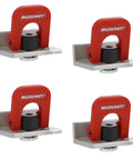 Heavy Duty 4 Pack T Track Cam Stops With Slam Tight Levers For Woodworking Jigs And T Slot Rails, solid metal, red cam levers.