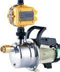 Three Quarters Horsepower Water Pressure Booster Pump With Smart Controller For Whole House And Lawn Sprinklers, Self Priming Jet Transfer Pump, Automatic 110V AC System For Garden Irrigation showing compact design.