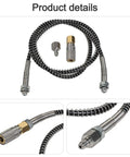Heavy Duty High Pressure Air Hose With 9000 PSI Rating And Stainless Steel Braid, showing quick connect couplers and spiral design.