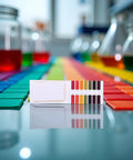80 Count Litmus Test Strips pH Paper 1 to 14 For Water, Soil, Cosmetics and Lab Use with color indicators on a lab bench