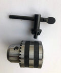 Kickass Heavy Duty Drill Press Chuck 1/32 To 1/2 Inch JT33 Taper Mount With Key, showing steel chuck with key.