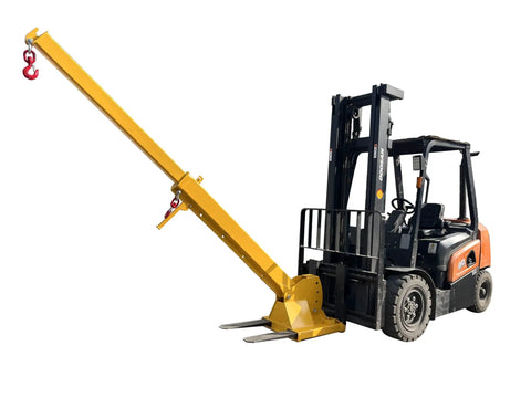 Professional Forklift Jib Boom Crane With 0 To 75 Degree Tilt And 2 Ton 4400 Lb Capacity with yellow boom attachment.