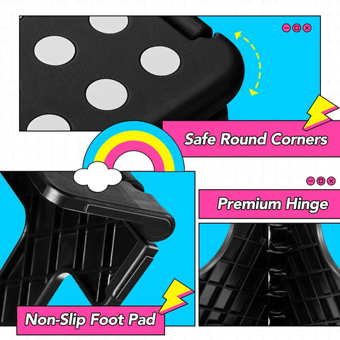 Close-up of 13 Inch Folding Step Stool 2 Pack No Slip Lightweight Collapsible Stool With Handy Grab Handle Supports Up To 300 Lbs