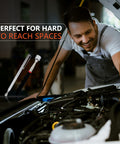 Mechanic using Five Piece Magnetic Pickup Tool Kit With Telescoping Flexible Flashlight Round And Square Inspection Mirrors And Two Magnetic Retrieval Rods Ideal Valentines Day Gift For Him Who Has Everything Stocking Stuffers For Men under car hood