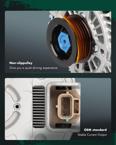 Close-up of Ford Transit Alternator Replacement 2015 2016 2017 2018 2019 12V 150Amp Beefed Up High Output with pulley and connector