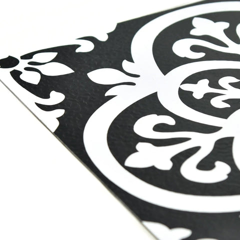 Close-up of Gothic Black Peel And Stick Floor Tiles For DIY Makeover Easy Install No Grout Water Resistant Durable Vinyl