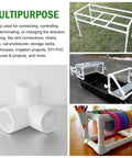 3-Way PVC Pipe Fittings Half Inch White SCH40 Furniture Grade Tee Elbow Corner Connectors used in DIY projects