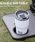 Foldable side table with cup holder on oversized 33 inch wide zero gravity chair with side table full padded outdoor lounge recliner for camping and patio lawn heavy duty 500lbs support grey.