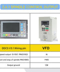 4 Axis Offline Standalone CNC Motion Controller System DDCSV31 V3.1 display and VFD setup for spindle control output.