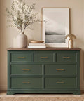 Green dresser with 10 Pack Antique Brass Cabinet Pulls With Ergonomic Curved Grip For 5 Inch Kitchen Cabinets And Drawers