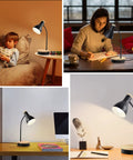 Metal Desk Lamp With Dope Wireless Charging Pad And USB Port 3 Way Dimmable Arc Bedside Light Touch Control Reading Lamp