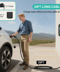 Plug And Play Level 2 Electric Vehicle Charger 40 Amp 240 Volt With Smart WiFi App Control J1772 Connector Nema 14-50 Plug for easy use with 25ft cable.
