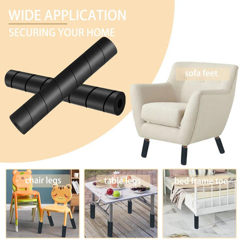 6 Inch Bed Frame Toe Protectors 16 Pack Black No Glue No Adhesive Durable Rubber Bed Leg Covers That Prevent Toe Stubs On Hard Furniture And Keep Floors Safe And Quiet use shown on furniture legs