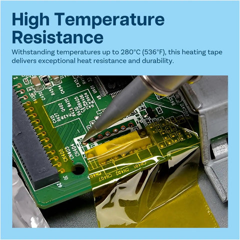 Extra Wide Polyimide Heat Tape For Sublimation And Electronics 1 Inch By 100 Feet High Temp Up To 536 F in use on a circuit board