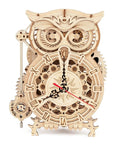 Epic 3D Wooden Owl Clock Puzzle Kit For Adults, Mechanical Model Building DIY Hobby, 161 Pieces, Vintage Owl Design, Silent Quartz Clock, Creative Craft Gift For Men And Women, Home Desk Decor front view