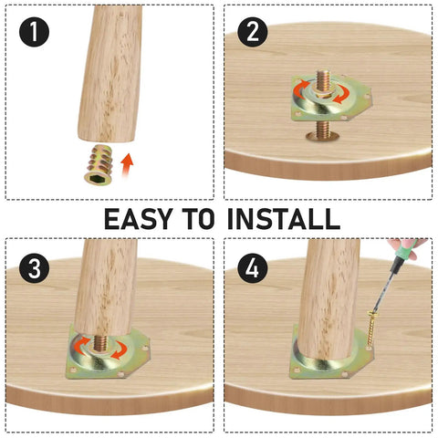 Heavy Duty Furniture Leg Mounting Plates 12 Degree Angled Table Hardware Rock Solid Steel Brackets Rust Resistant T Bracket Kit installation steps