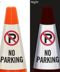 No Parking Reflective Cone Sleeve 6-Pack Turns Any Cone Into A Portable Sign With 360 Degree Visibility Day and Night View