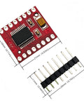 TB6612FNG Dual Channel DC Stepper Motor Driver Module Controller Board, red PCB with black chip and pin header, dimensions labeled