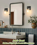 Modern Wall Sconces Set Of Two For Bathroom Vanity Killer Matte Black Finish With Clear Glass Shades rustproof waterproof beside mirror.