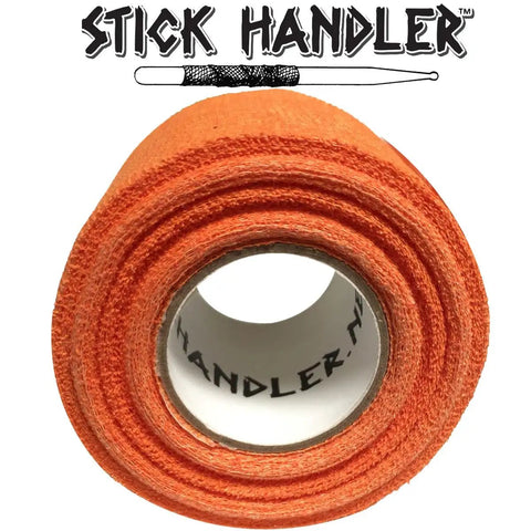 Top Shelf Non Slip Drumstick Grip Tape That Locks Down Your Sticks And Keeps Your Sweat At Bay For Killer Live Sets Or Practice Sessions In Bright Orange Soft Cotton Material. Rolled view showing texture.