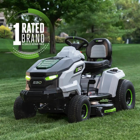 Electric Riding Lawn Mower 42-Inch Deck Cordless Tractor With Six 56V 6.0Ah Batteries And Charger Included Cuts Up To 1.5 Acres On A Single Charge Power Like Gas on grass