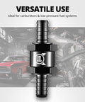 Five Sixteenths Inch Inline Fuel Check Valve One Way Non Return For Diesel And Gasoline Aluminum 6061 T6 Black Finish Valve