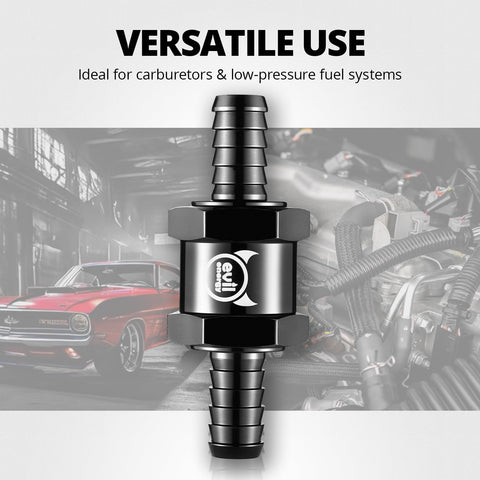 Five Sixteenths Inch Inline Fuel Check Valve One Way Non Return For Diesel And Gasoline Aluminum 6061 T6 Black Finish Valve