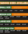 Various sizes chart for 8x10 Feet Tarps Pack Of 5 Heavy Duty 5.5 Mil Waterproof Poly Tarp With Metal Grommets And Reinforced Edges Silver Blue Multipurpose Cover For Outdoor Use Camping Workshop Beach And DIY Projects showing small, medium, large, and extra-large sizes.