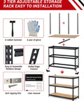 Beefy Heavy Duty Garage Storage Shelves 3 Tier Metal Shelving Unit 48 By 24 By 36 Inches Industrial Grade Steel With 1320 Lbs Total Load Capacity For Tools, Boxes, And Garage Gear, assembly parts and finished rack