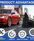 60 Piece Tire Repair Kit With Spiral Screw In Plugs And Included Screwdriver For Car Truck Motorcycle SUV Tubeless Puncture Emergency DIY Fix On The Go visible with car in city.