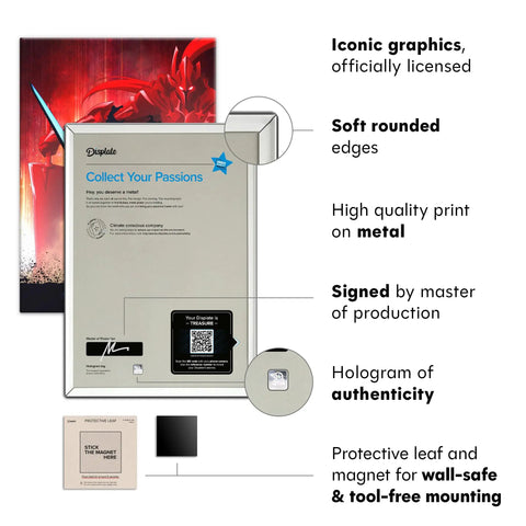 Heavy Duty Rust Resistant Steel Wall Print Featuring Badass Fantasy Warrior 12.6x17.7 inches with magnetic mount for easy installation.
