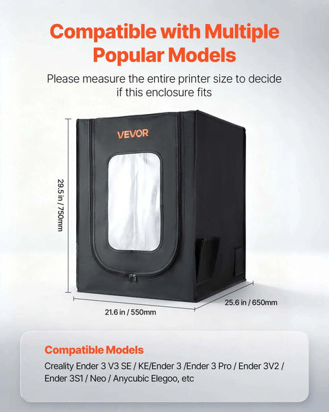 Dustproof Waterproof 3D Printer Enclosure with Oxford Cloth Tent, 29.5" height, 25.6" width, for Creality ELEGOO Anycubic models.