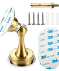 Sturdy Magnetic Door Stopper With Gold Finish, Heavy Duty Stainless Steel Door Stopper Magnetic Holder For Wall Or Floor, Includes Adhesive Tape And Screws, Rust Resistant Design For Home Office And Living Space