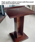 Killer Slick Wooden Curved Podium Stand With Adjustable Height And No Fuss Rolling Base, high-quality walnut veneer and smooth surface.