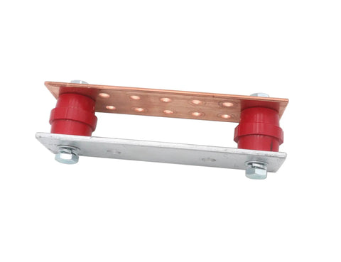 Heavy Duty Copper Ground Bar Kit With 10 Terminal Positions 7.87 In Long By 2.36 In Wide Grounding Busbar side view
