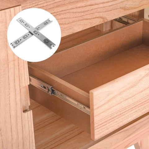 Stainless Steel Drawer Slides For Bathrooms And Kitchens, 2 Pack, Smooth Silent Three Section Rail System in wooden cabinet