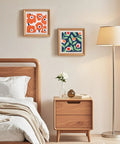 Bedroom decor with framed plant-themed art pieces from Plant Themed Punch Needle Kit For Adults And Beginners, All In One Embroidery Craft Set