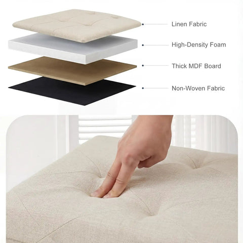 Foldable Storage Ottoman Bench With Padded Seat And Built In Chest end of bed foot rest stool layers illustration