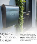 Extra Large Outdoor Wall Mount Mailbox Black Waterproof Parcel Box 15.07 By 12.44 By 5.39 Inches With 8.98 Inch Mounting Spacing