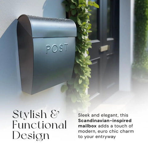 Extra Large Outdoor Wall Mount Mailbox Black Waterproof Parcel Box 15.07 By 12.44 By 5.39 Inches With 8.98 Inch Mounting Spacing
