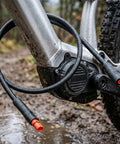 Heavy Duty 2 Pin E Bike Extension Cable That Is Totally Waterproof With IP65 Rating To Handle Rain Storms Plus Flexible ABS Build For Super Easy Install And Smooth Signal Power Transmission On Your Ride, 660mm cable on wet e-bike frame